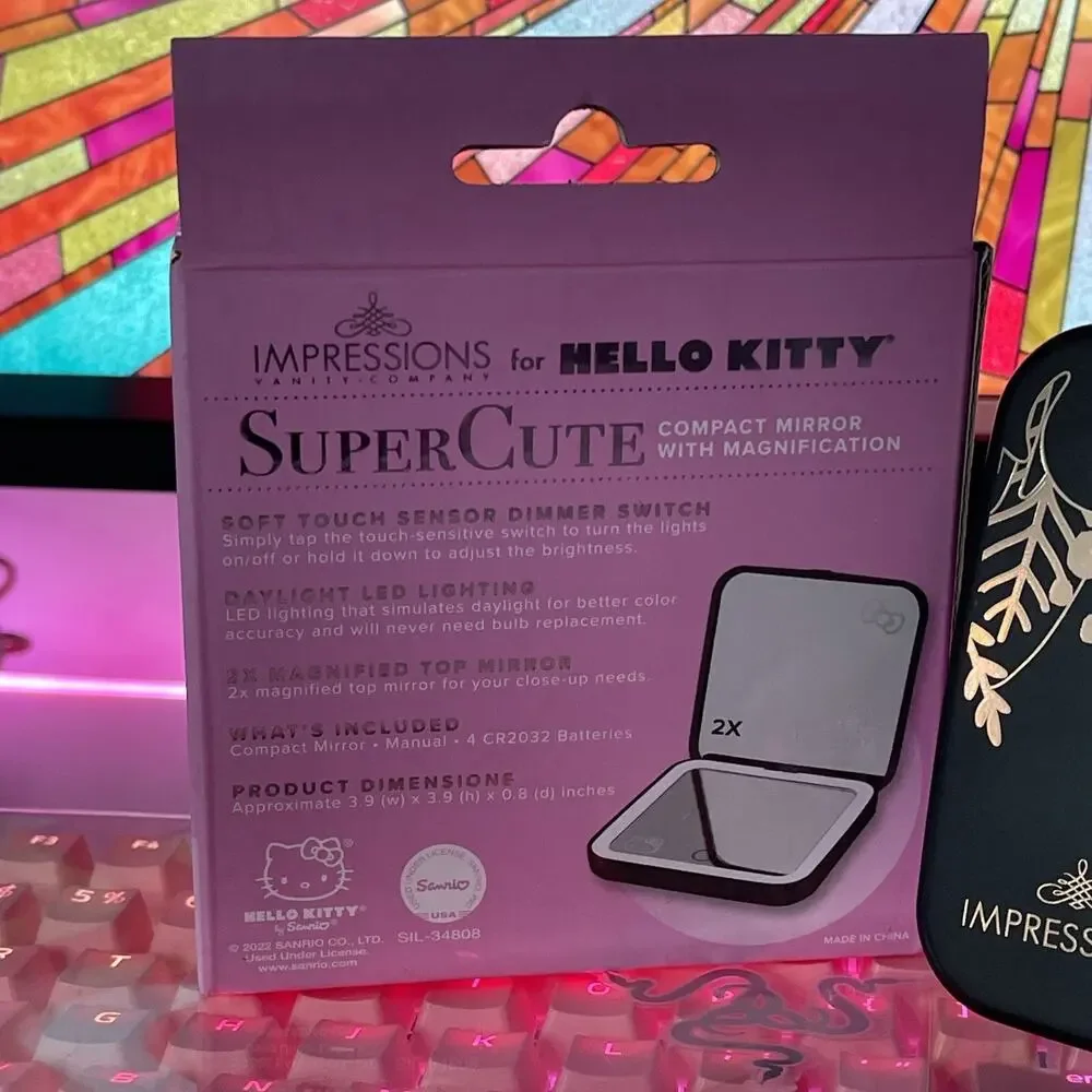 Impressions Vanity Hello Kitty Compact Mirror Black Touch Sensor Dimmer Sanrio